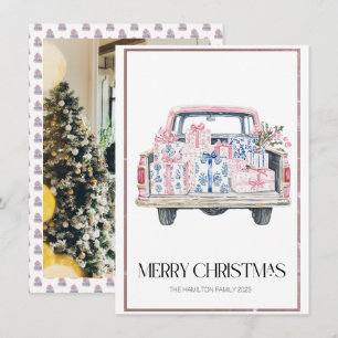 Chinoiserie Christmas Truck Preppy Foto Feestdagenkaart