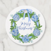 Chinoiserie Christmas Wreath, Grandmillenial Bedankjes Labels (Voorkant)