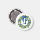Chinoiserie Christmas Wreath Monogram Magneet (Voorkant / Achterkant)