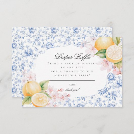 Chinoiserie Citroen Thee Baby Shower Luier Raffle Informatiekaartje (Voorkant / Achterkant)