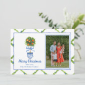 Chinoiserie Citrus Topiary Aangepaste foto  Feestdagenkaart (Staand voorkant)