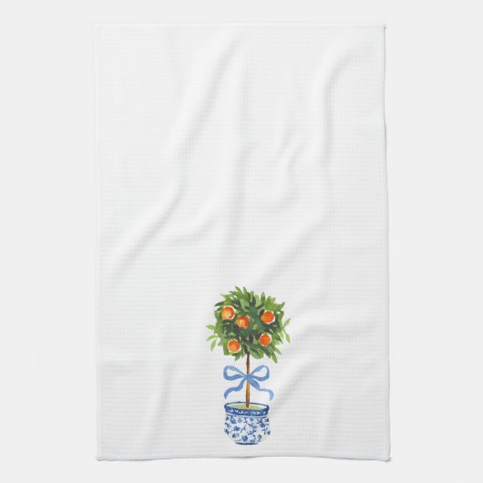 Chinoiserie Citrus Topiary Tree Keuken Handdoek (Verticaal)