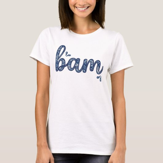 Chinoiserie Classic Bam Mahjong Tile Design Blue T-shirt (Voorkant)