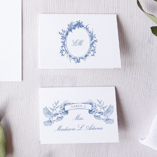 Chinoiserie Classic Blue Birds opvouwbare naam Kaa Kaart
