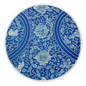 Chinoiserie Classic Chinees Bloemen Kobalt Blauw Keramische Knop (Voorkant)