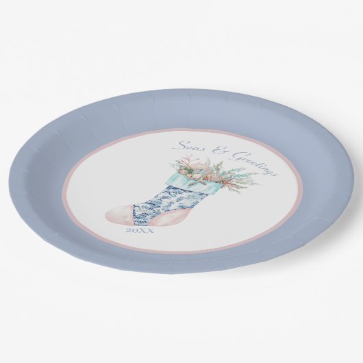 Chinoiserie Coastal Oma Stocking Paper Borden Papieren Bordje (Gekanteld)