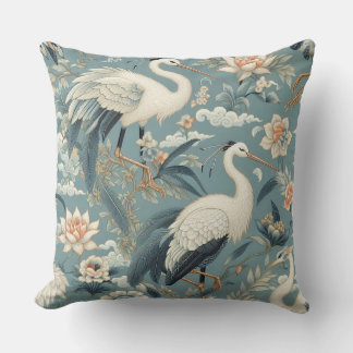 Chinoiserie Crane Blue and White Kussen