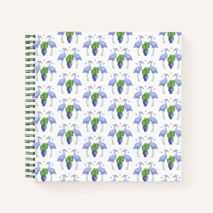 Chinoiserie Crane en Monstera Spiral Notitieboek