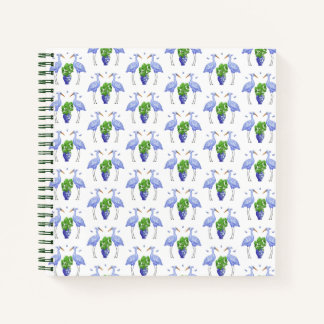 Chinoiserie Crane en Monstera Spiral Notitieboek