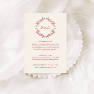  Chinoiserie Crimson Red Wedding Details Informatiekaartje