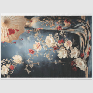 Chinoiserie Dame staand met een parasol Portret  Tissuepapier