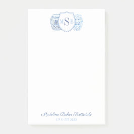 Chinoiserie Dames blauw en wit monogram Post-it® Notes