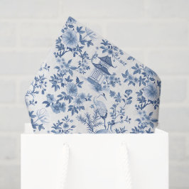 Chinoiserie Decoupage Papier, Blauw Witte Bloemen Tissuepapier