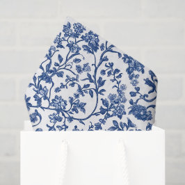 Chinoiserie Decoupage Papier, Blauw Witte Bloemen Tissuepapier