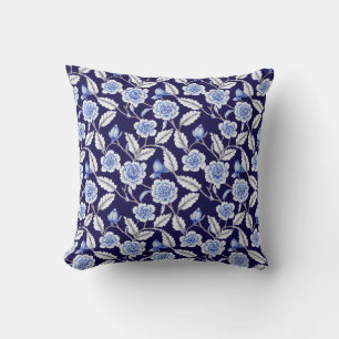 Chinoiserie Delft Blauw Bloemmotief Porselein Patr Kussen