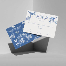 Chinoiserie Delft Blauw Vogels Lente RSVP kaart