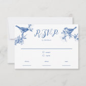 Chinoiserie Delft Blue Birds Spring RSVP kaart (Voorkant)