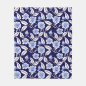 Chinoiserie Delft Blue Floral Porcelain Pattern Fleece Deken (Voorkant)