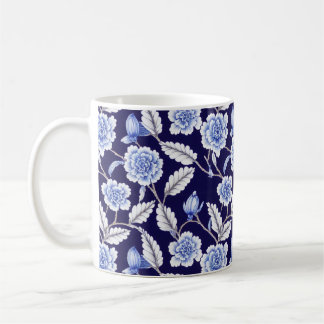 Chinoiserie Delft Blue Floral Porcelain Pattern Koffiemok