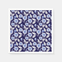 Chinoiserie Delft Blue Floral Porcelain Pattern