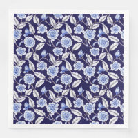 Chinoiserie Delft Blue Floral Porcelain Pattern