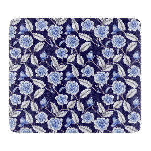 Chinoiserie Delft Blue Floral Porcelain Pattern Snijplank