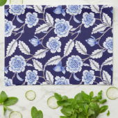 Chinoiserie Delft Blue Floral Porcelain Pattern Theedoek (Gevouwen)