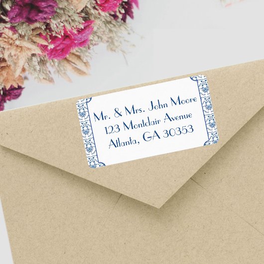 Chinoiserie Delft Blue Pattern・Custom Etiket