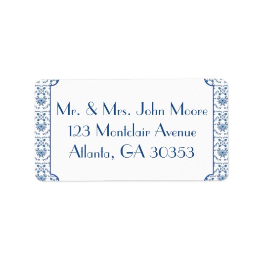 Chinoiserie Delft Blue Pattern・Custom Etiket (Voorkant)