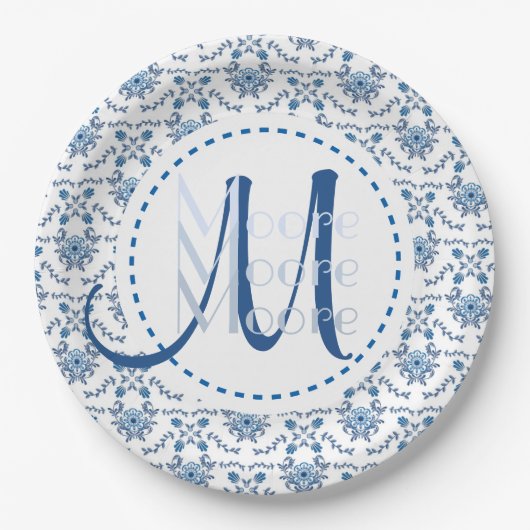 Chinoiserie Delft Blue Pattern・Custom Papieren Bordje (Voorkant)