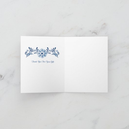 Chinoiserie Delft Blue Pattern・Custom Wedding Bedankkaart (Binnen)