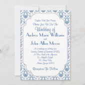 Chinoiserie Delft Blue Pattern・Custom Wedding Kaart (Voorkant)