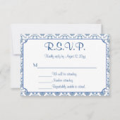 Chinoiserie Delft Blue Pattern・Custom Wedding RSVP (Voorkant)