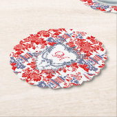 Chinoiserie Delft Frans Blauw monogram Kartonnen Onderzetters (Gekanteld)