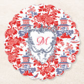  Chinoiserie Delft Frans Blauw monogram Kartonnen Onderzetters (Voorkant)