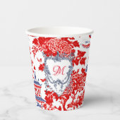 Chinoiserie Delft Frans Blauw monogram Papieren Bekers (Voorkant)