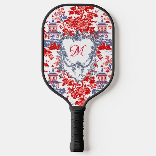 Chinoiserie Delft Frans Blauw monogram Pickleball Paddle (Achterkant)