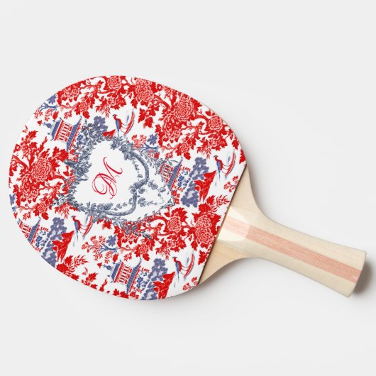  Chinoiserie Delft Frans Blauw monogram Tafeltennisbatje (Zijkant)