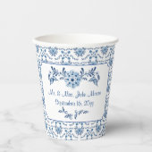 Chinoiserie Delft Frans Blauw Trouwpatroon Papieren Bekers (Voorkant)