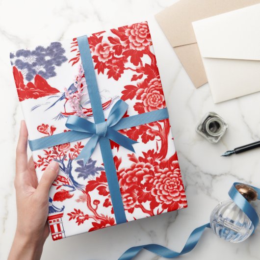  Chinoiserie Delft Frans rood blauw Cadeaupapier (Geschenken)