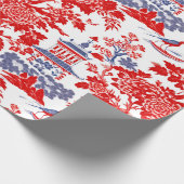  Chinoiserie Delft Frans rood blauw Cadeaupapier (Hoek)