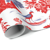  Chinoiserie Delft Frans rood blauw Cadeaupapier (Rol Hoek)