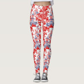  Chinoiserie Delft Frans rood blauw Leggings (Voorkant)