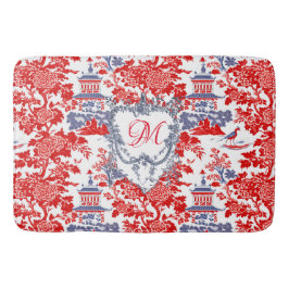  Chinoiserie Delft Frans rood blauw monogram Badmat