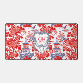  Chinoiserie Delft Frans rood blauw monogram Bureaumat
