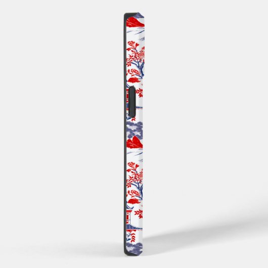 Chinoiserie Delft Frans rood blauw monogram Case-Mate iPhone Case (Achterkant / Rechts)