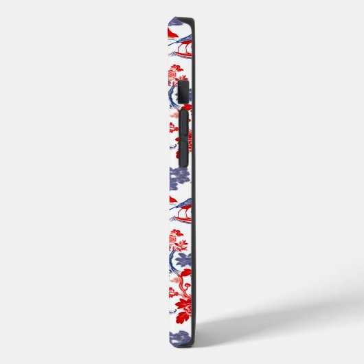 Chinoiserie Delft Frans rood blauw monogram Case-Mate iPhone Case (Achterkant / Links)
