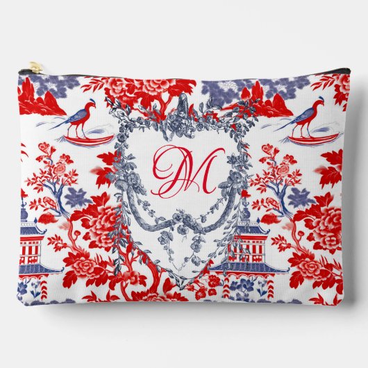 Chinoiserie Delft Frans rood blauw monogram Etui (Voorkant)