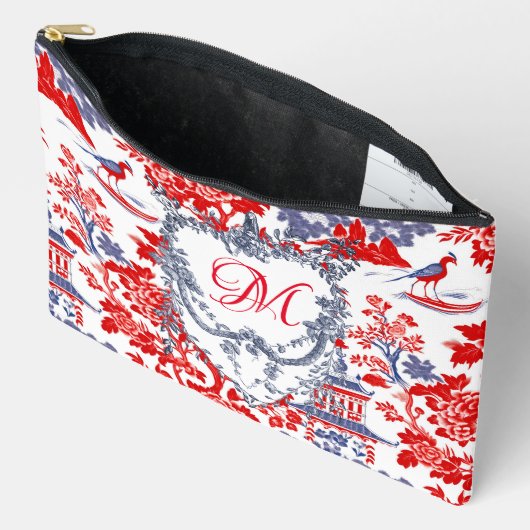  Chinoiserie Delft Frans rood blauw monogram Etui (Open)