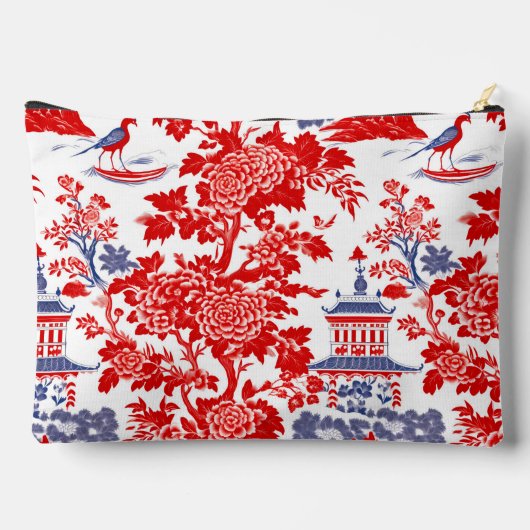  Chinoiserie Delft Frans rood blauw monogram Etui (Achterkant)